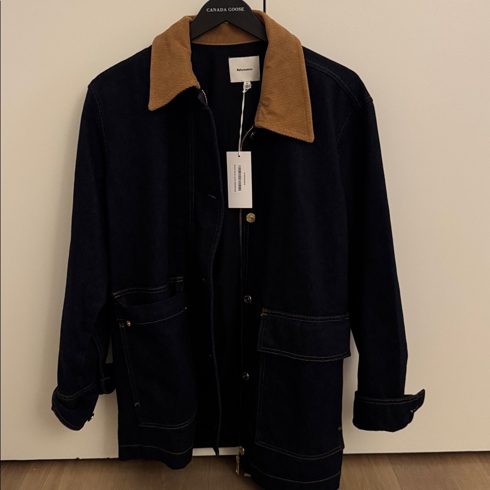 Brand New Reformation Archer Denim Jacket Blue - Size S
